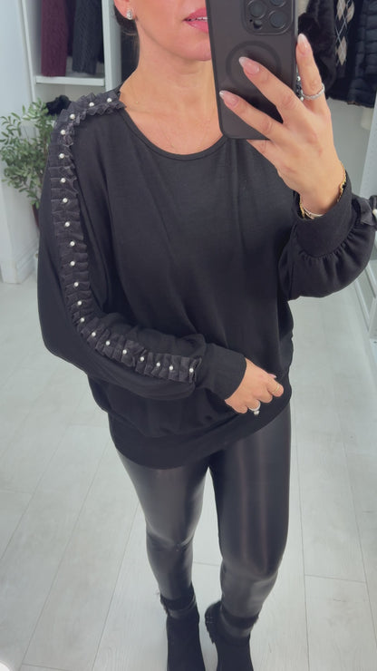 Lily Plain Frill Batwing Sleeve Jumper