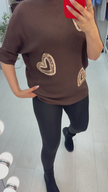 Vania Embellished Heart High Neck Jumper