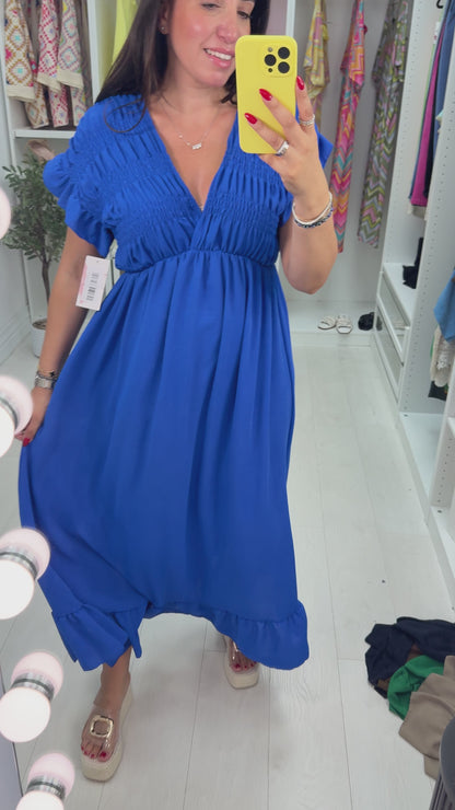 Isabeau Plain Deep V Neck Maxi Dress