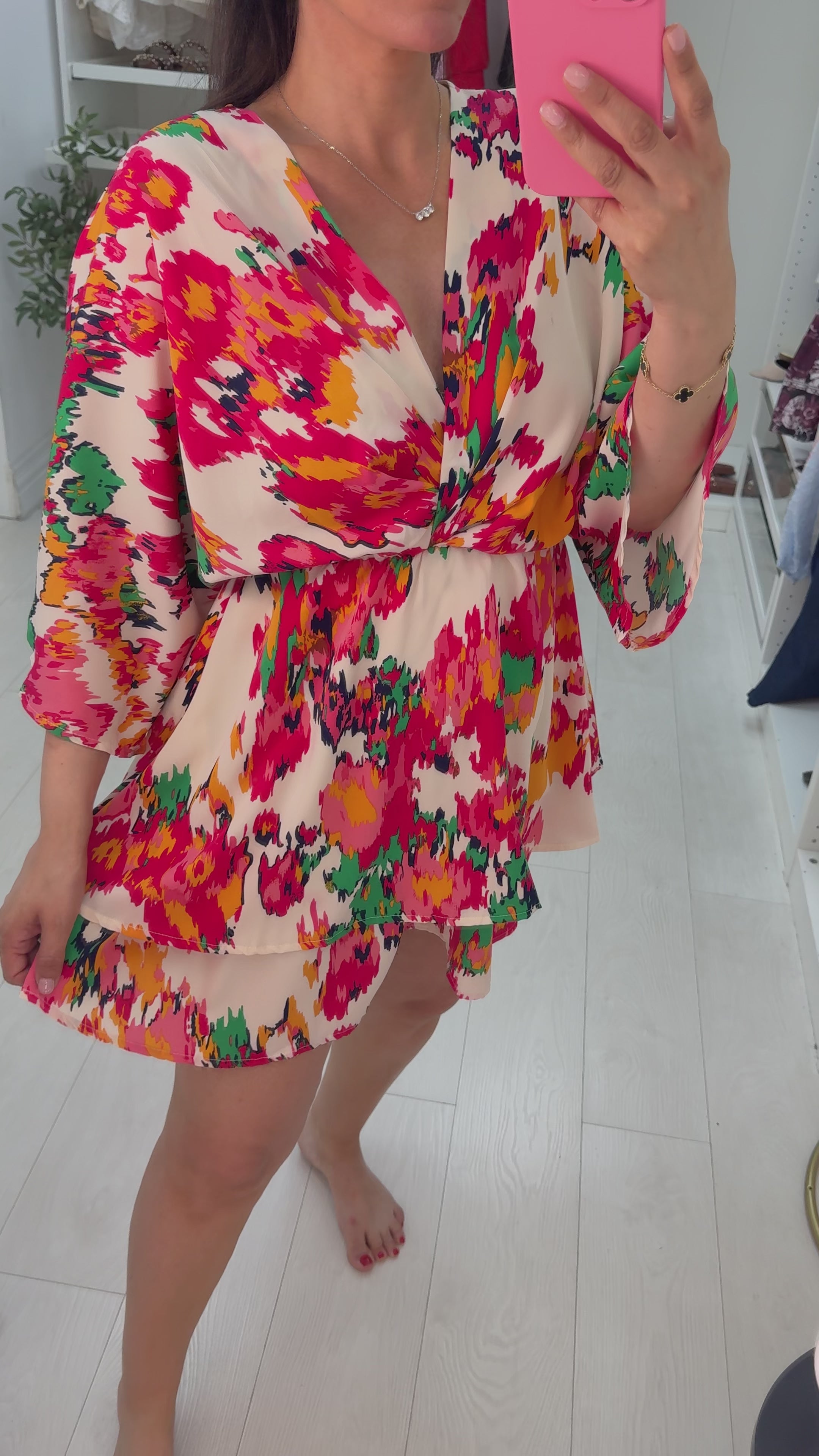 Load video: Callista Abstract Print V Neck Dress