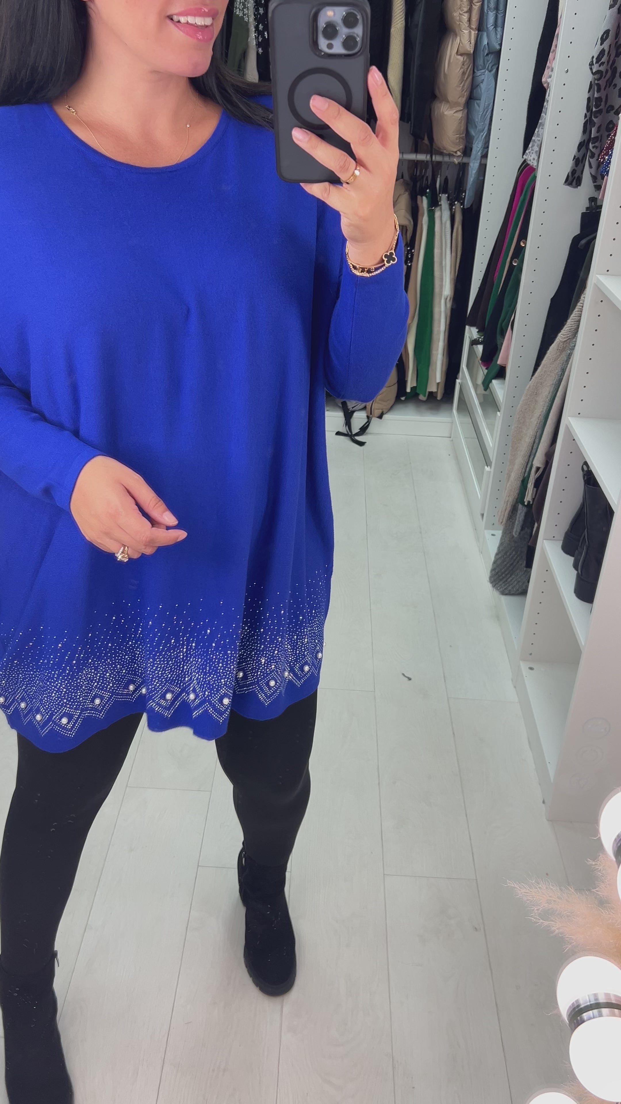 Danla Pearl & Diamante Hem Soft Knit Jumper