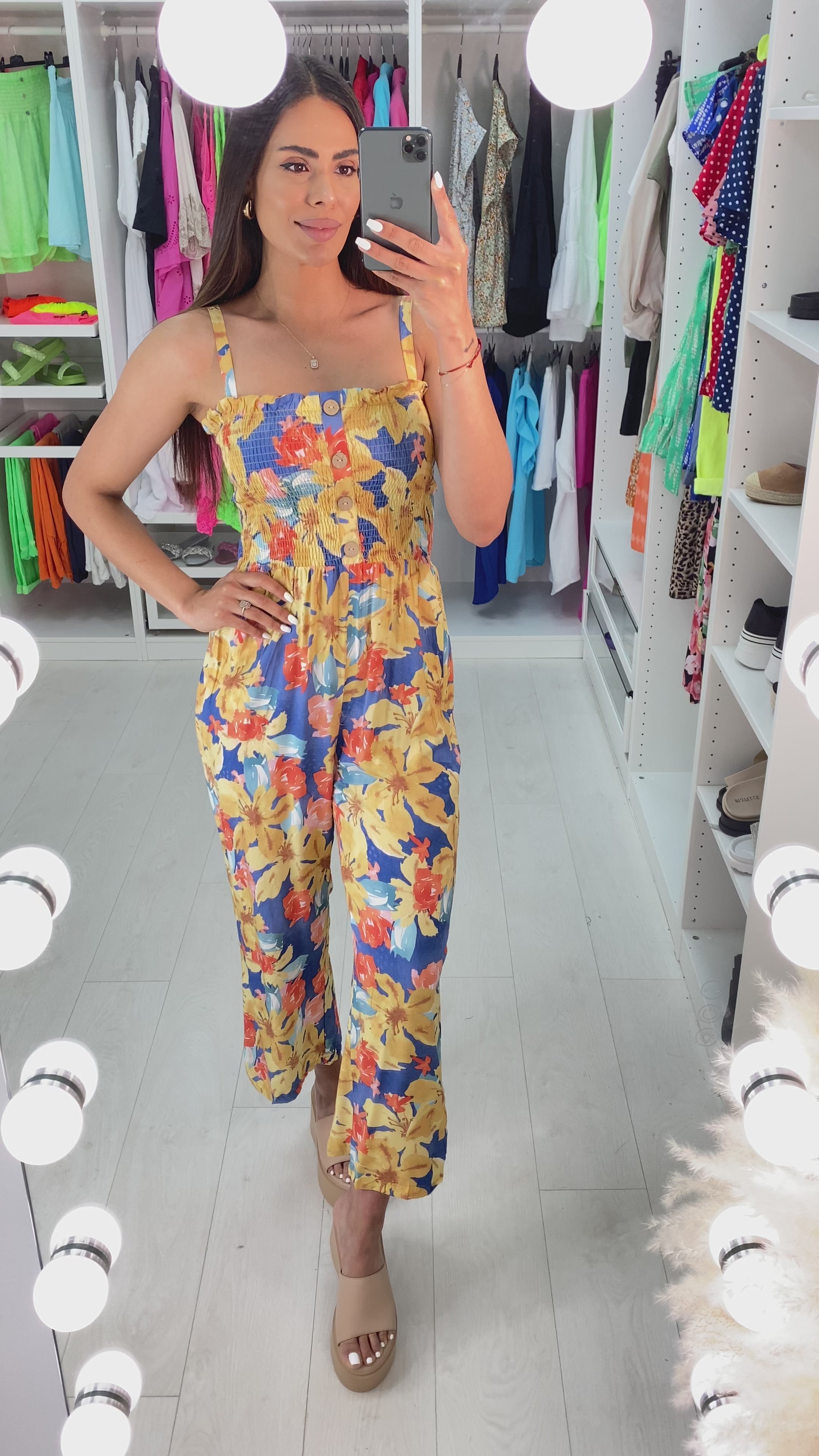 Izem Vibrant Floral Print Wide Leg Jumpsuit