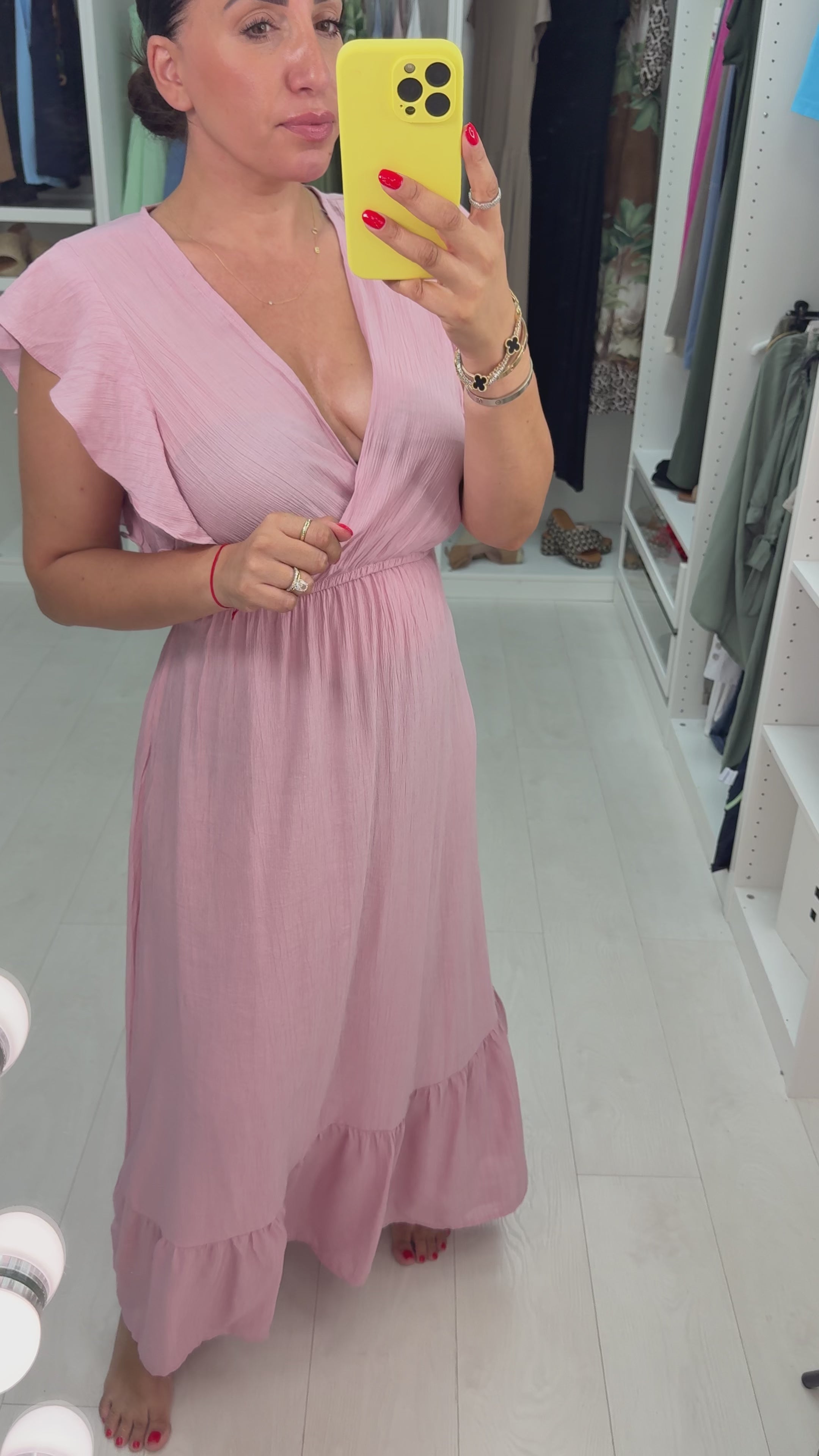 Load video: Samael Long Plain Flared Cut Dress