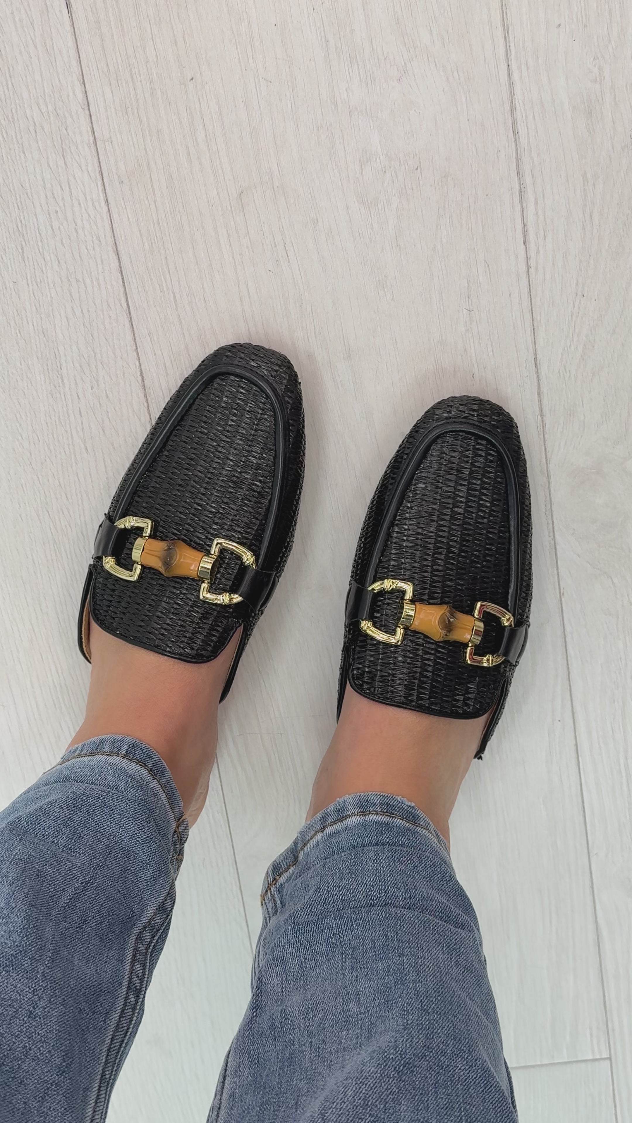 LeeLee Chain Loafer Leather Mules