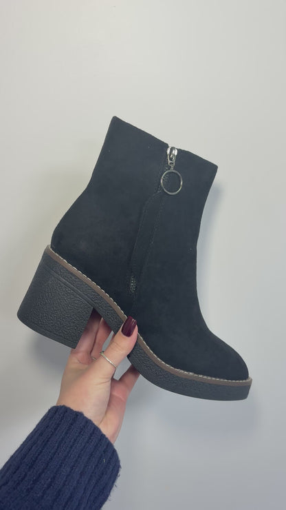 Casey Faux Suede Zip Detailed Heeled Boots