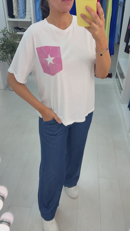 Rayne Plain Diamante Detail Short Sleeve T-Shirt