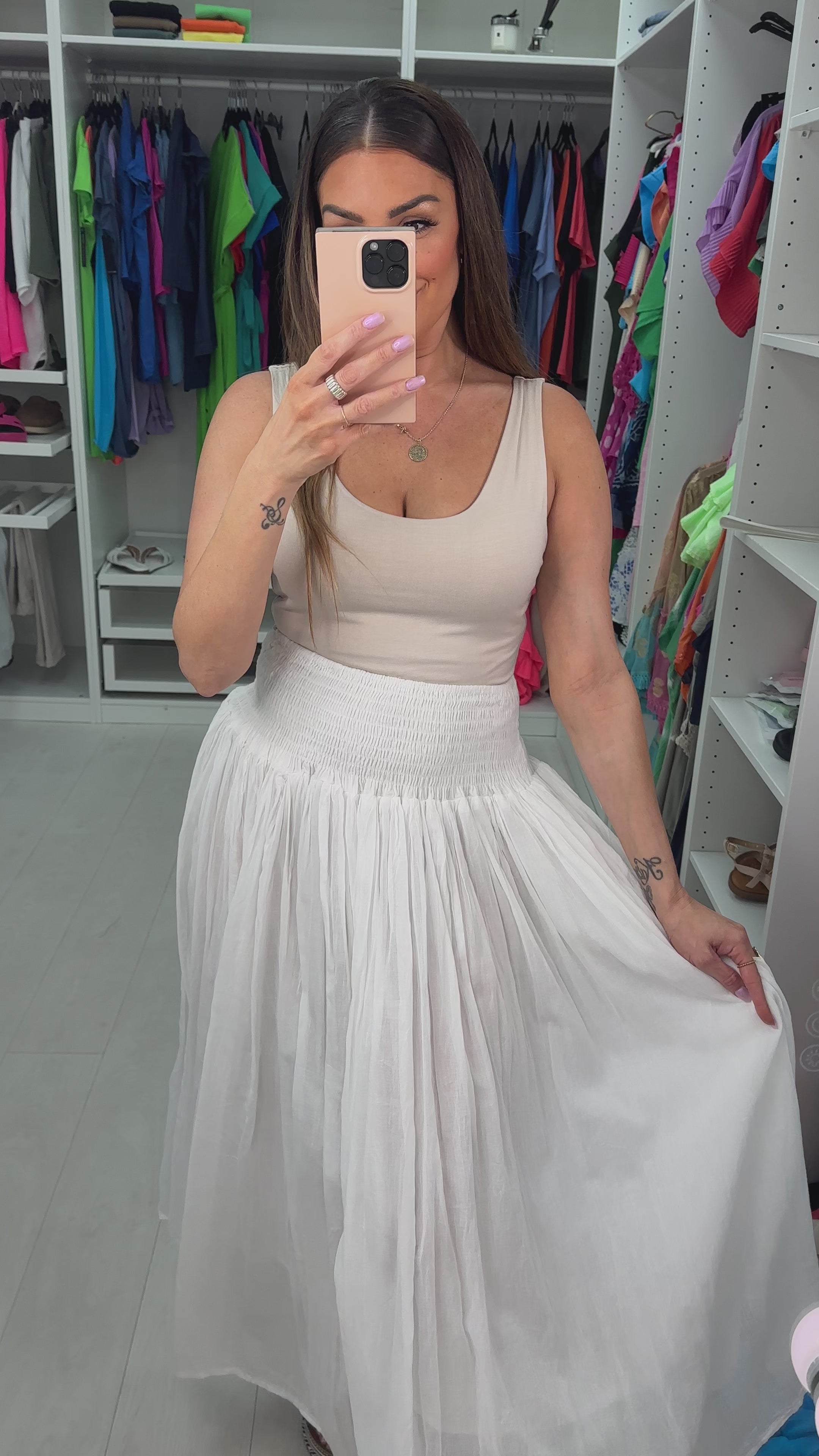 Stefanie Plain Elasticated High Waist Maxi Skirt