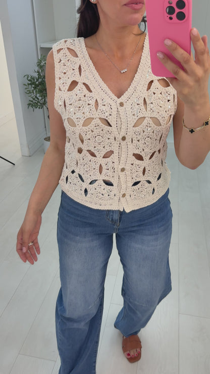 Derin Sequin Crochet Detail Cardigan