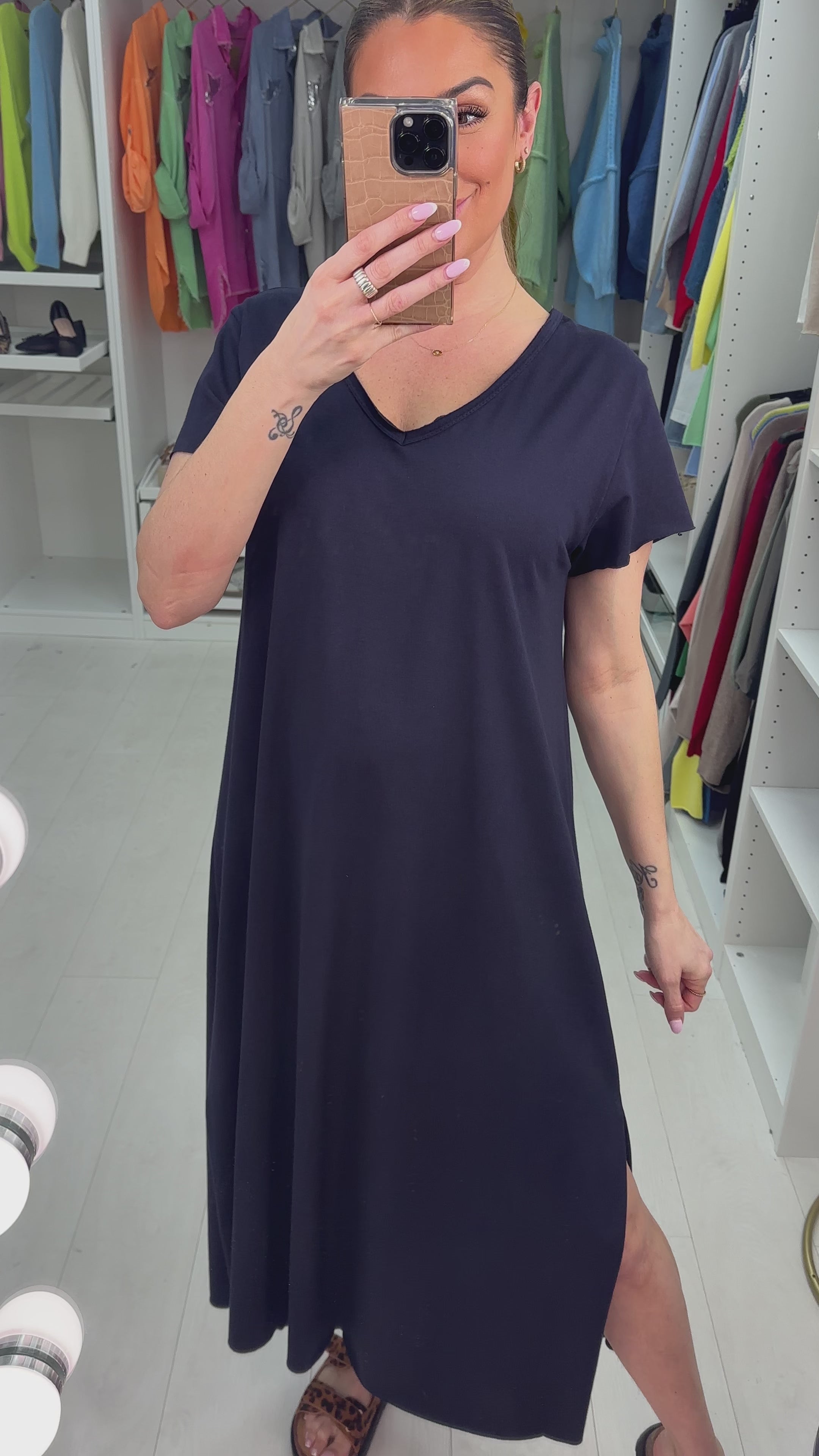 Load video: Lila Plain V Neck Maxi Dress