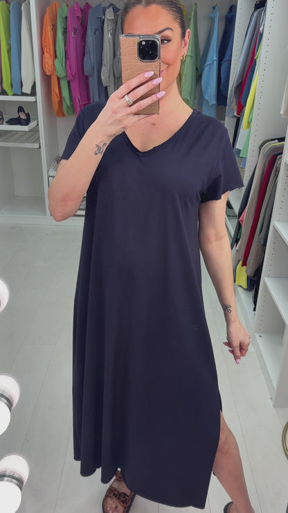 Lila Plain V Neck Maxi Dress
