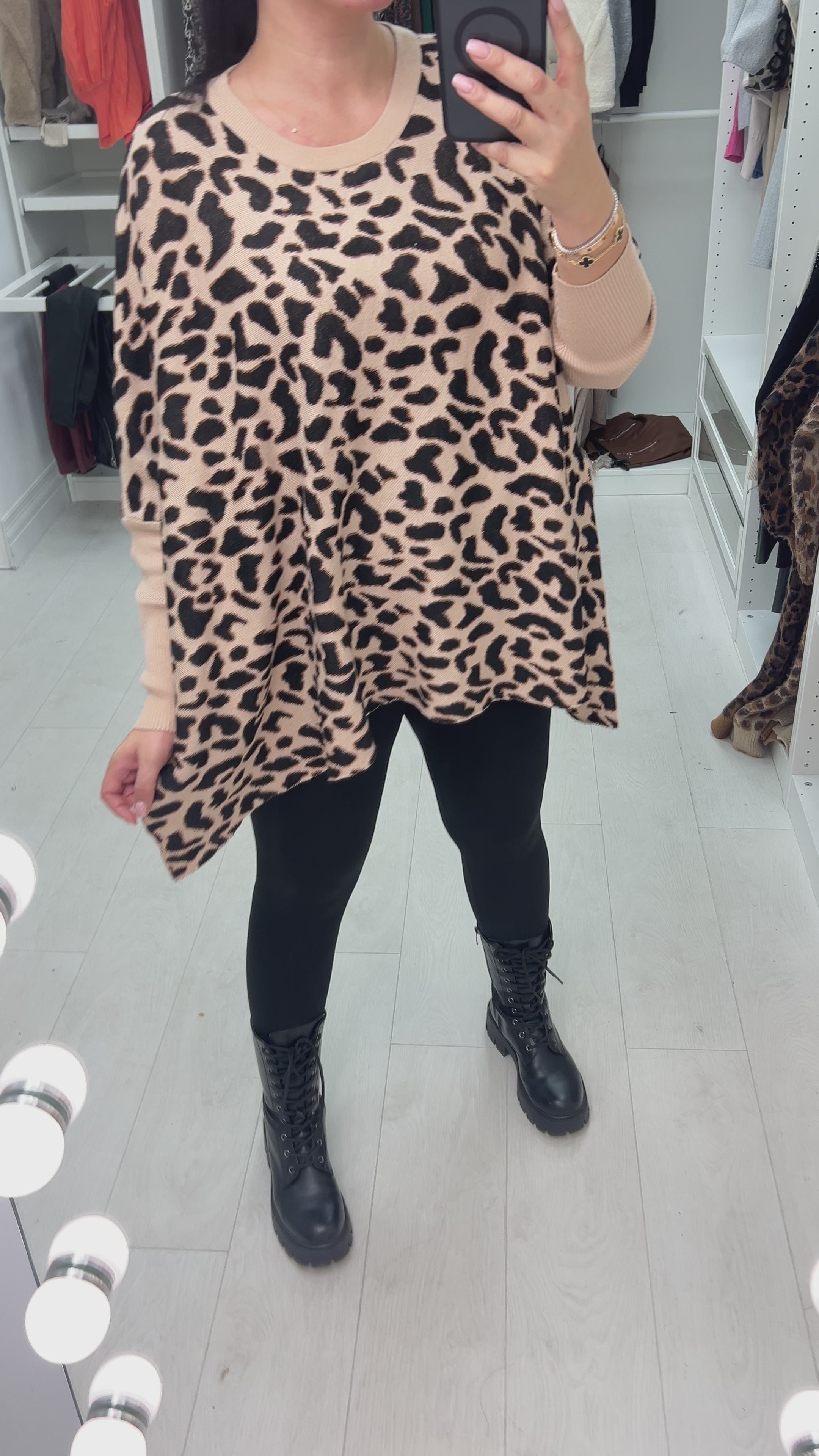 Load video: Abba Leopard Print Jumper