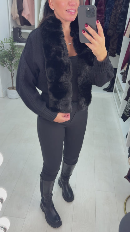 Elisa Faux Fur Open Front Cardigan