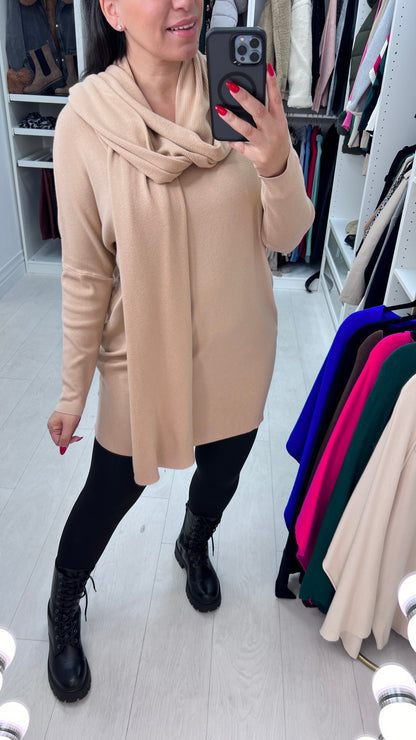 Tabitha Scarf Rib Knit Jumper Dress