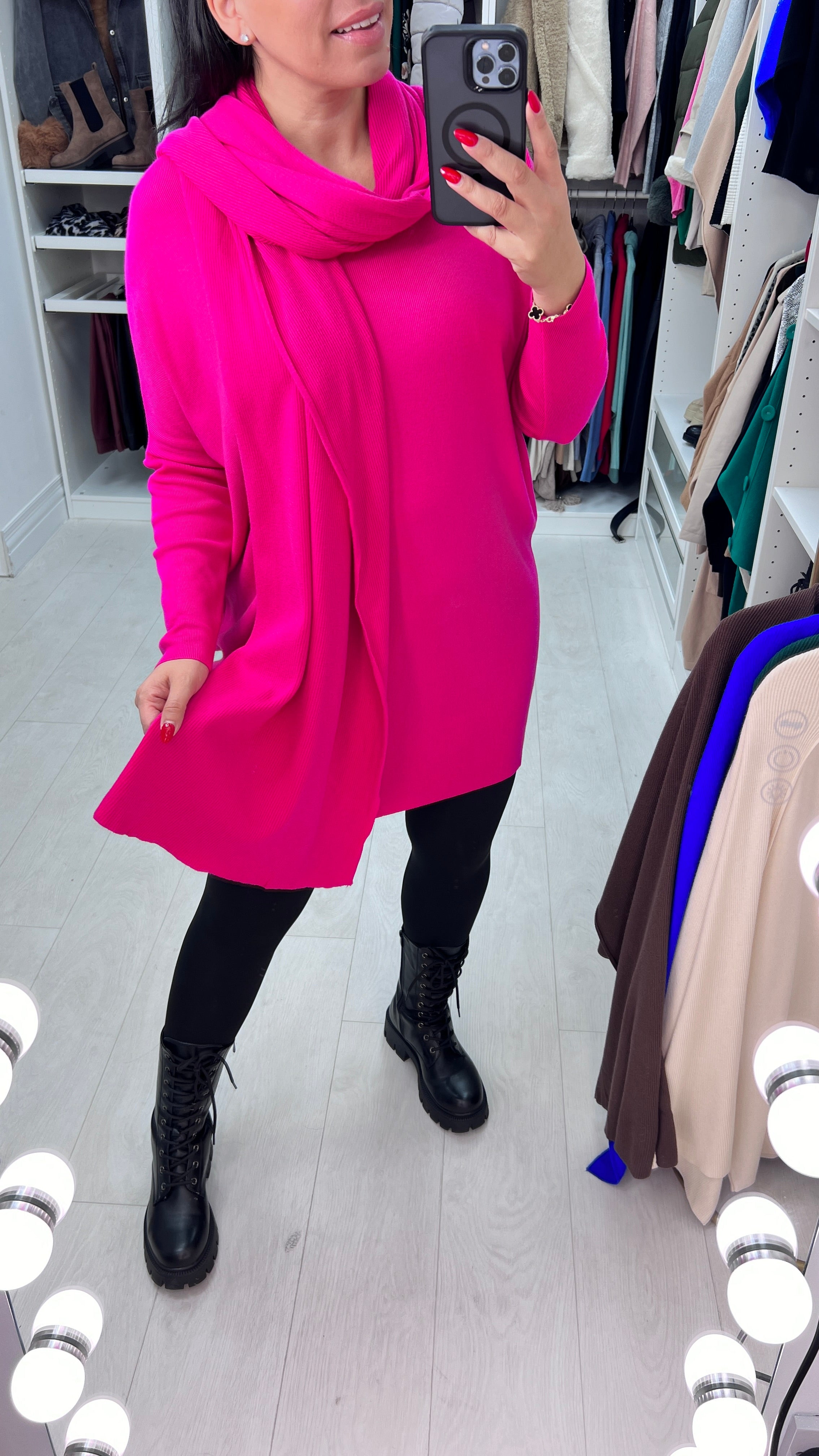 Tabitha Scarf Rib Knit Jumper Dress