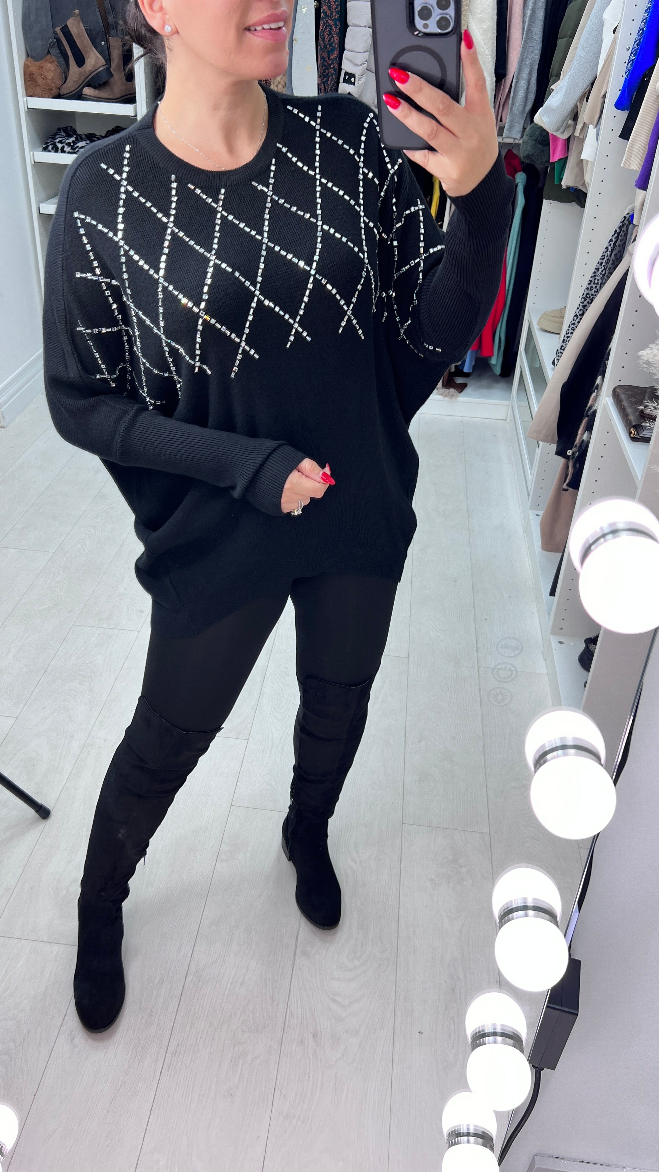 Vega Criss-Cross Diamante Knit Jumper