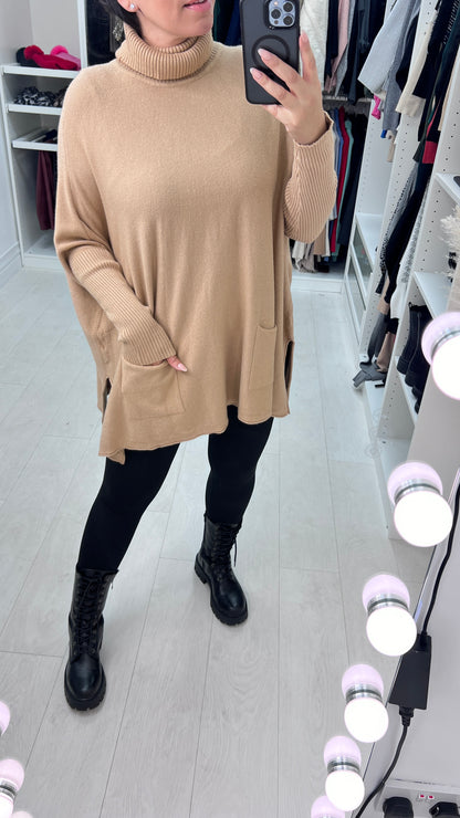 Zachary Roll Neck Oversized Button Back Jumper