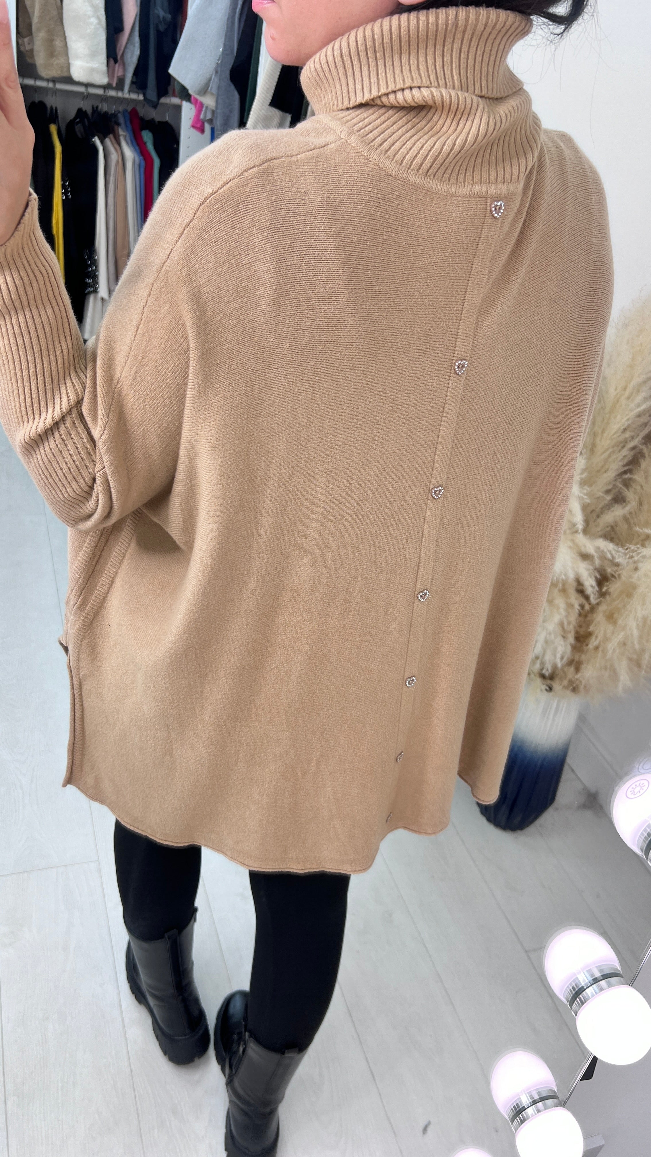 Zachary Roll Neck Oversized Button Back Jumper