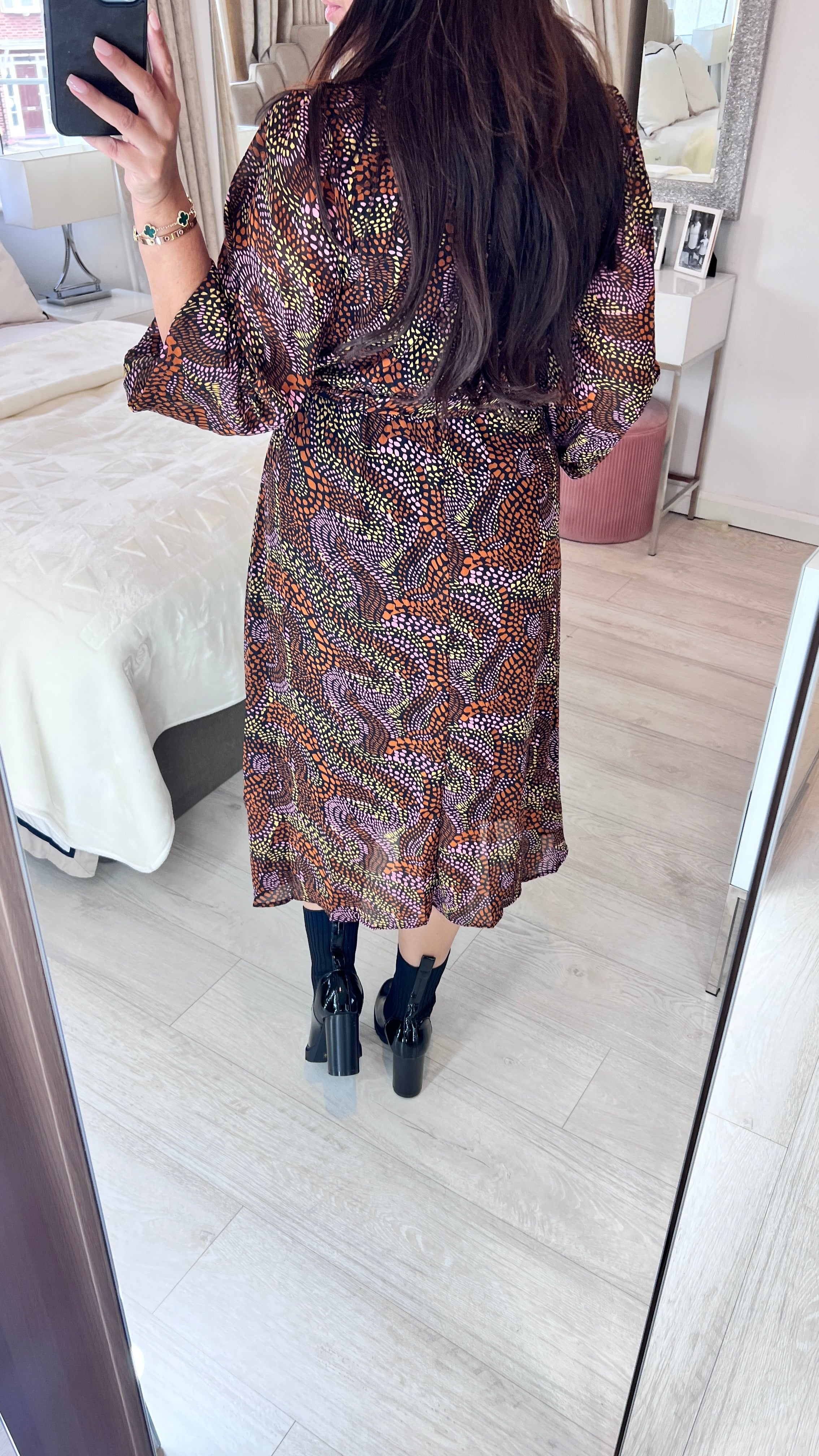 Nina Mosaic Print Wrap Effect Dress