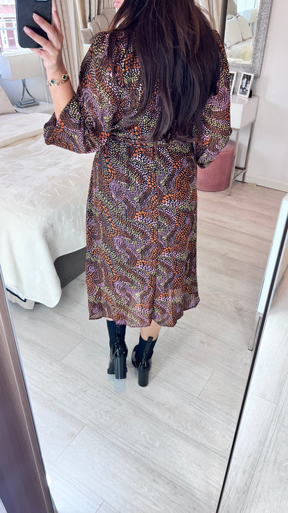 Nina Mosaic Print Wrap Effect Dress