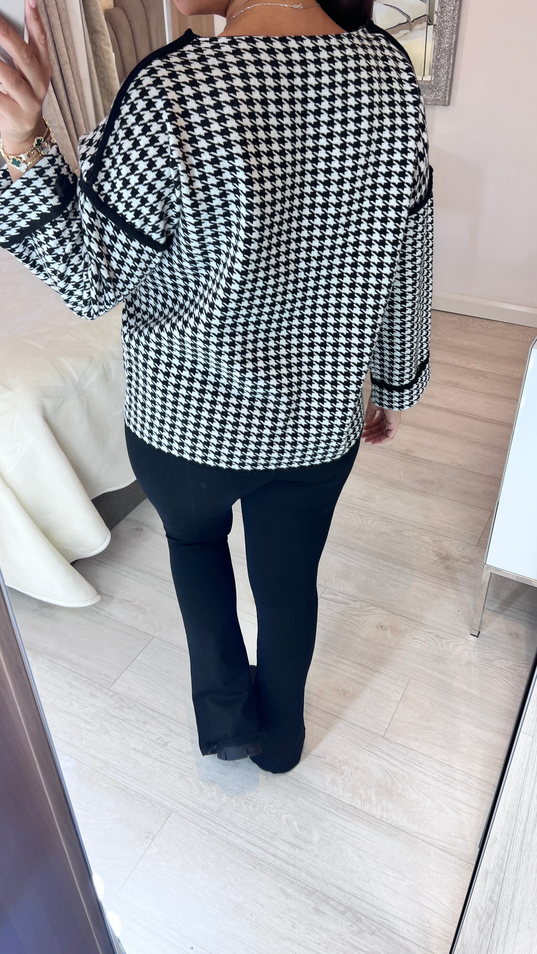 Milton Dogtooth Button Cuff  Jumper