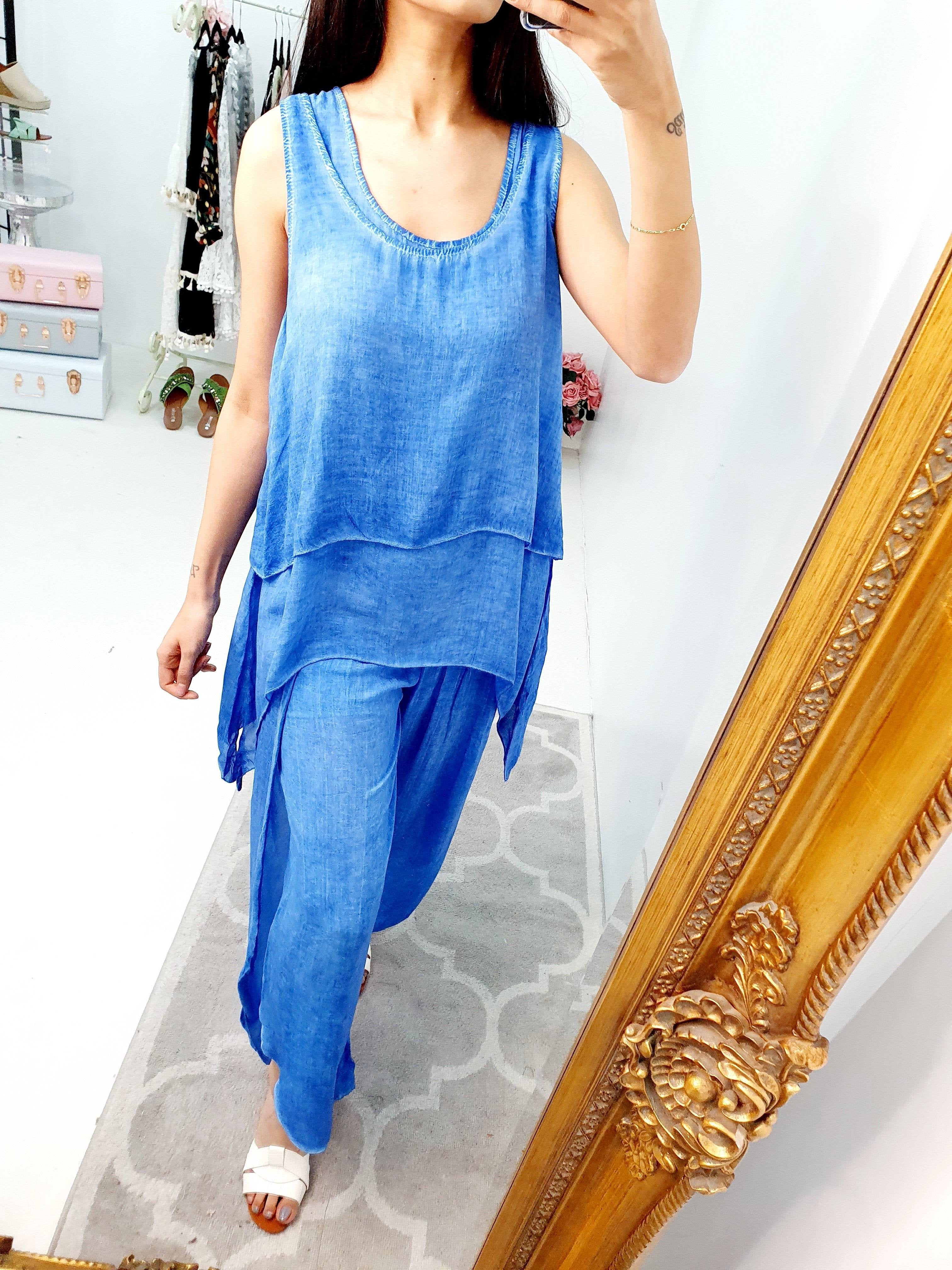 Nayeli Double Layer Top Split Leg Hareem Set