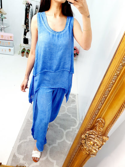 Nayeli Double Layer Top Split Leg Hareem Set