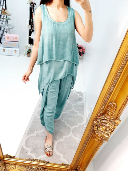 Nayeli Double Layer Top Split Leg Hareem Set