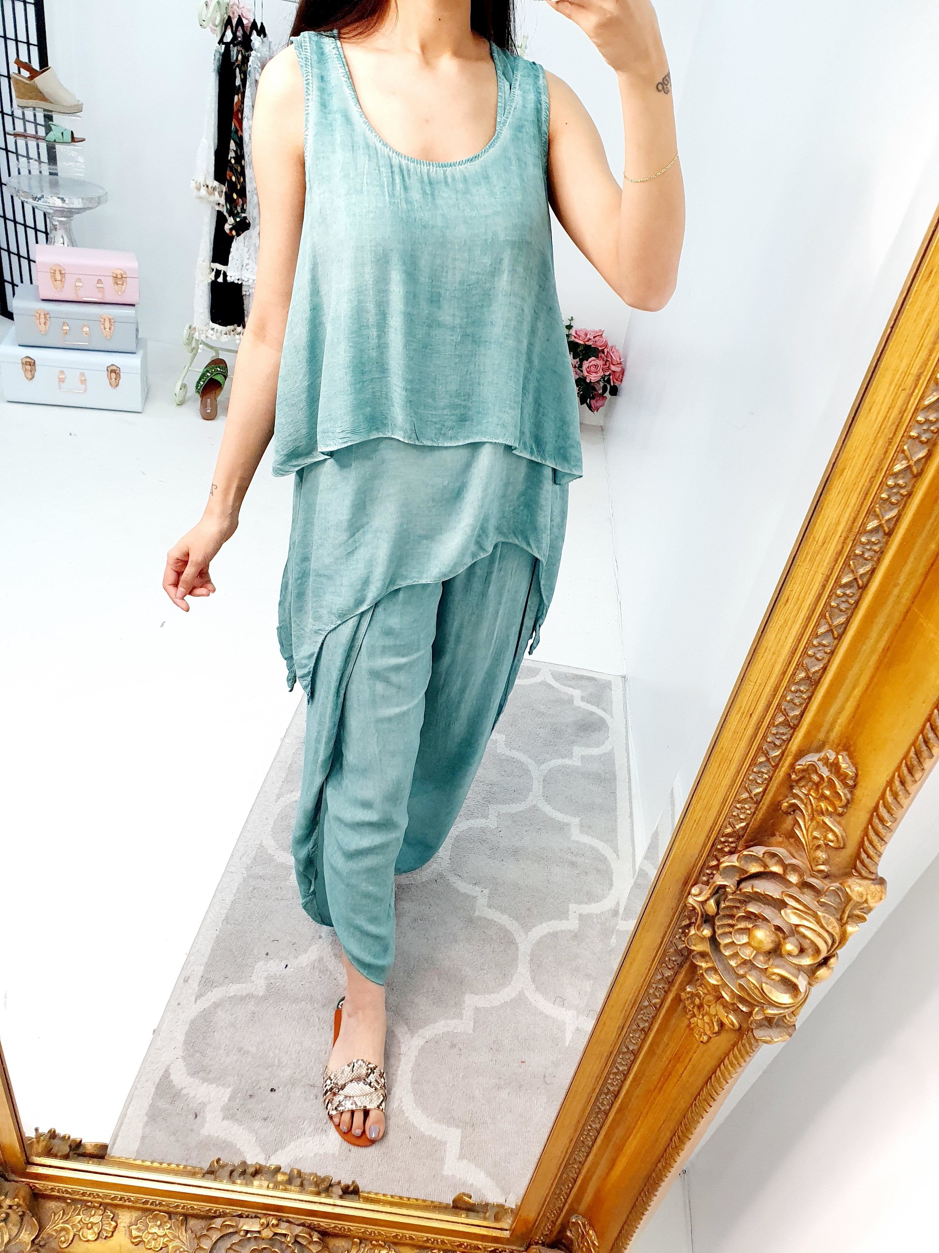 Nayeli Double Layer Top Split Leg Hareem Set