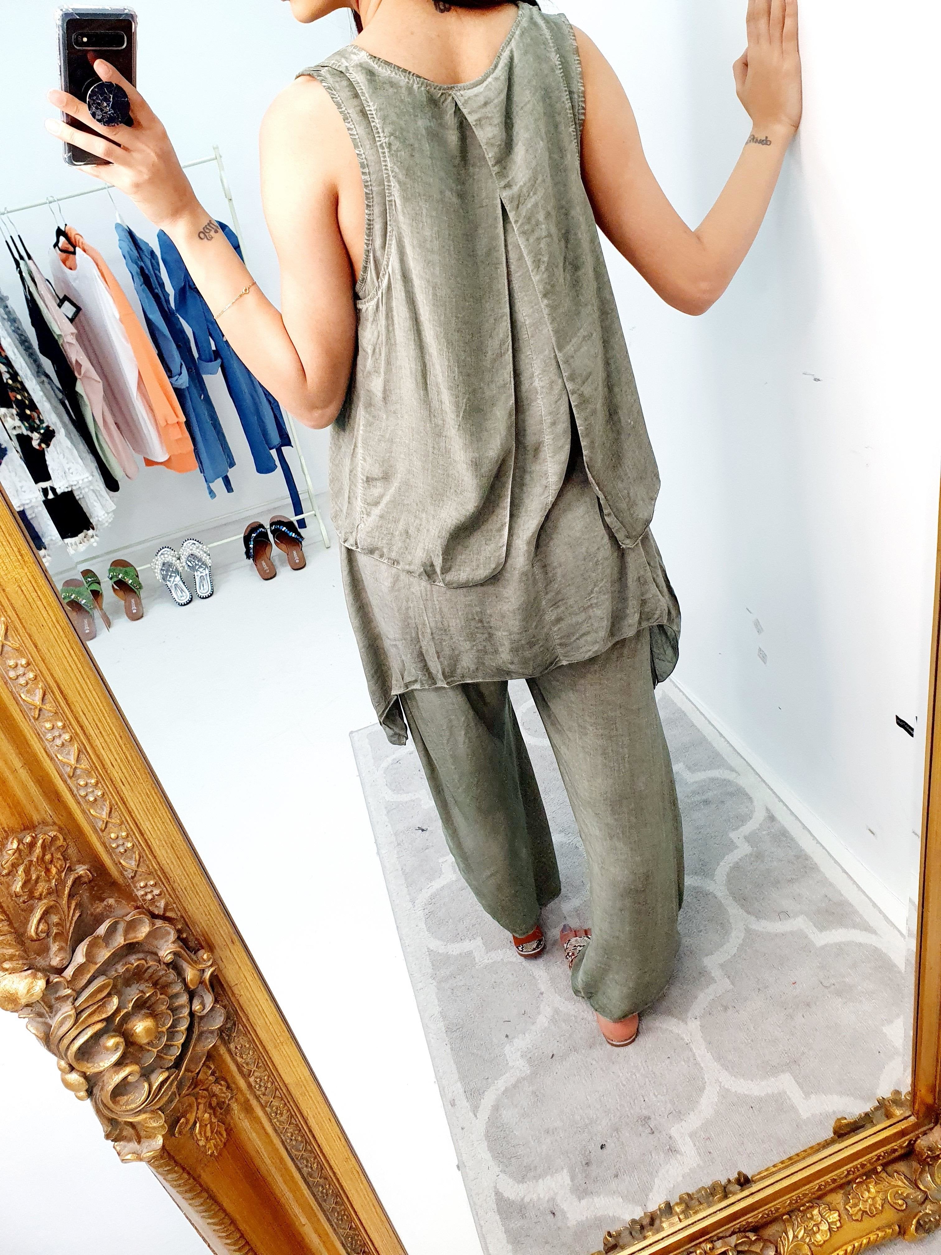 Nayeli Double Layer Top Split Leg Hareem Set