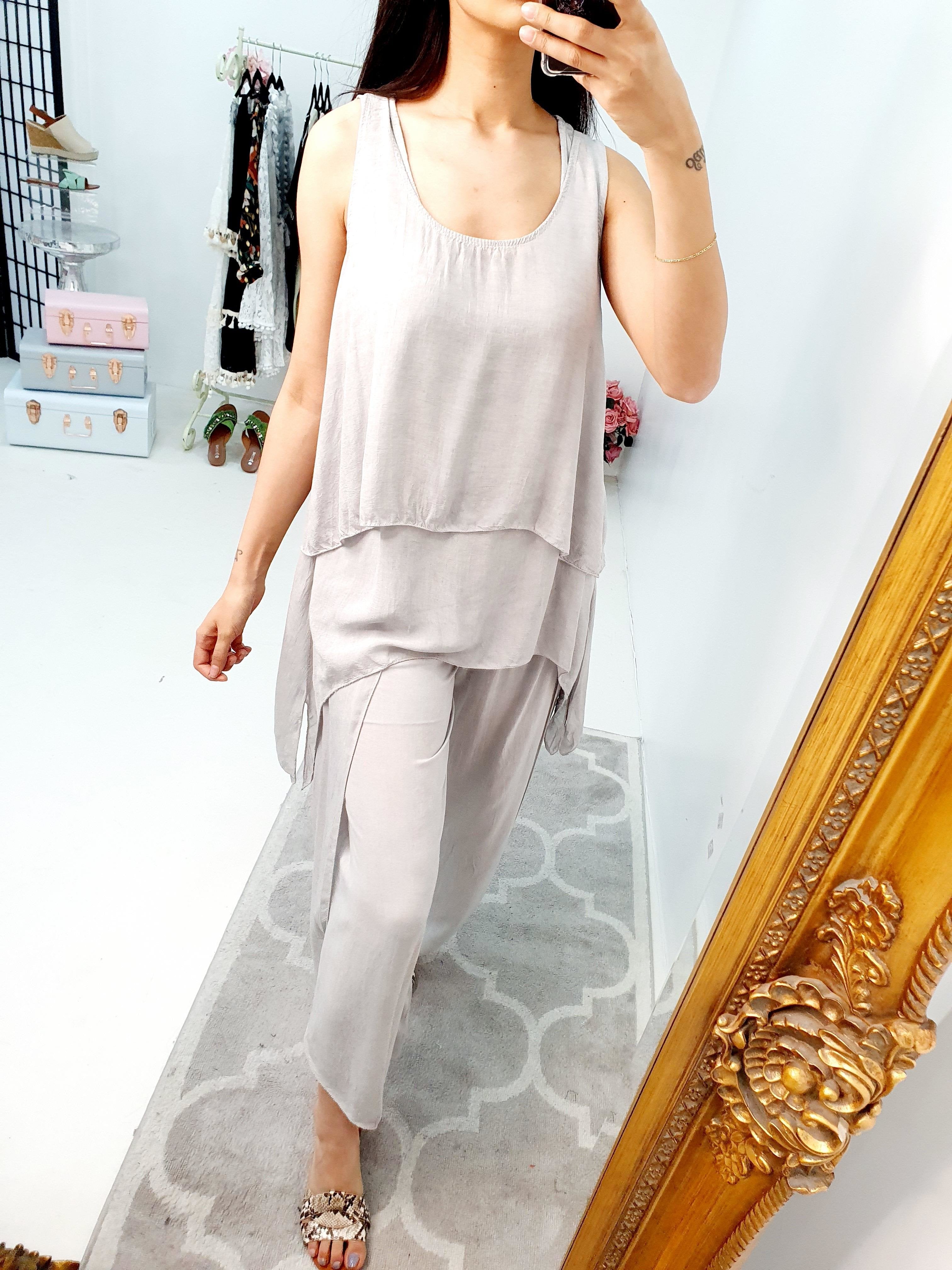 Nayeli Double Layer Top Split Leg Hareem Set