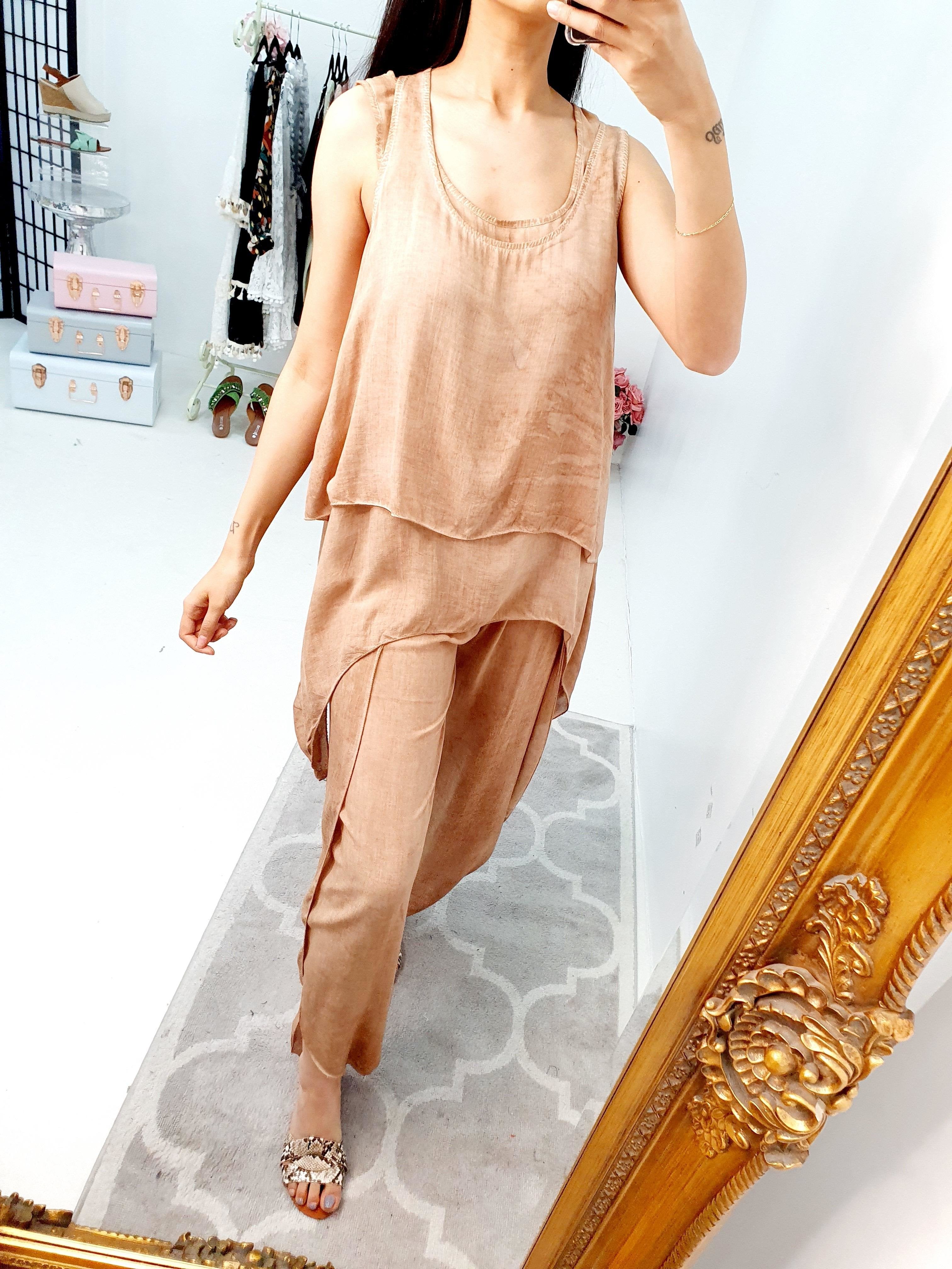 Nayeli Double Layer Top Split Leg Hareem Set