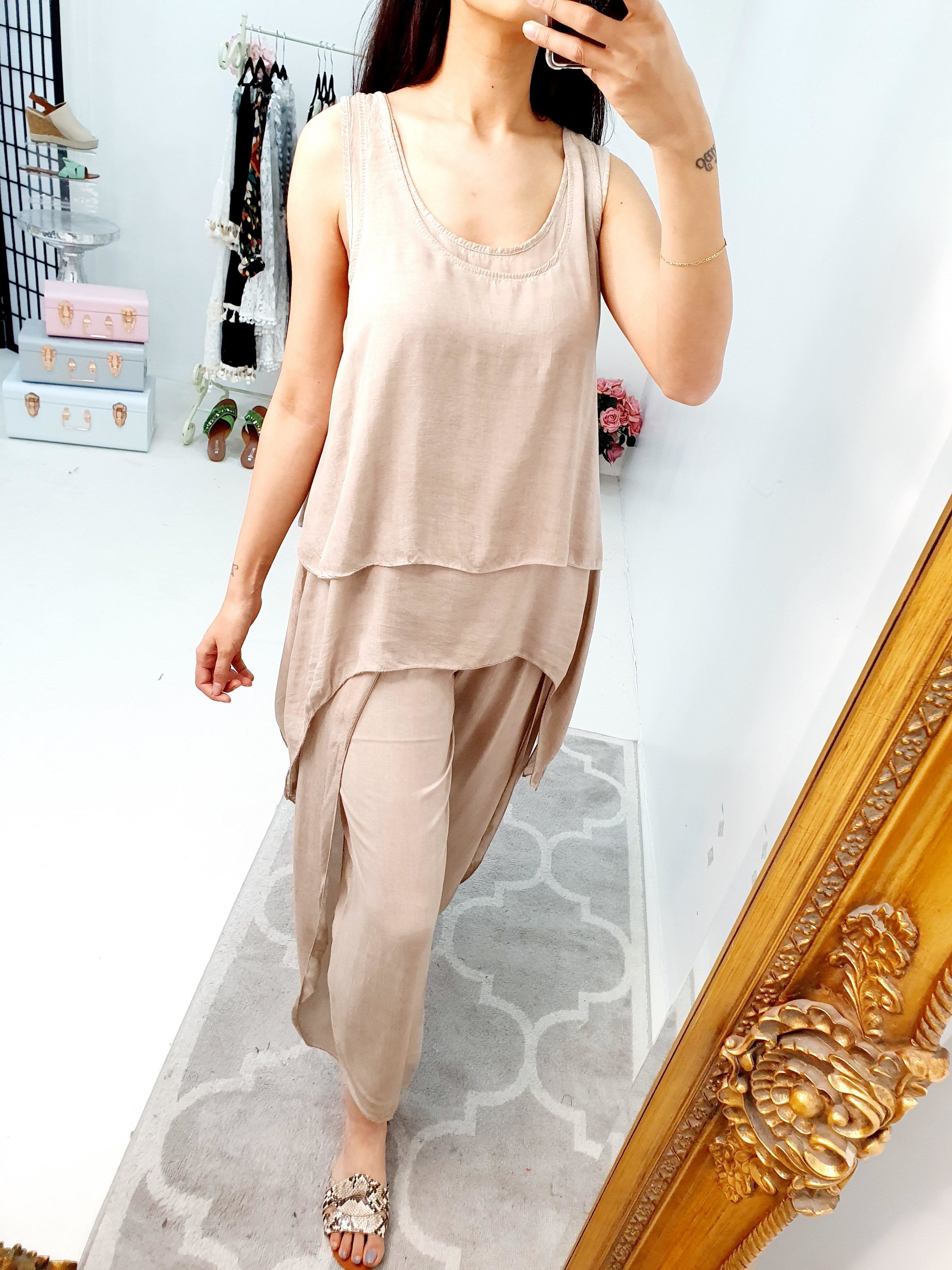Nayeli Double Layer Top Split Leg Hareem Set