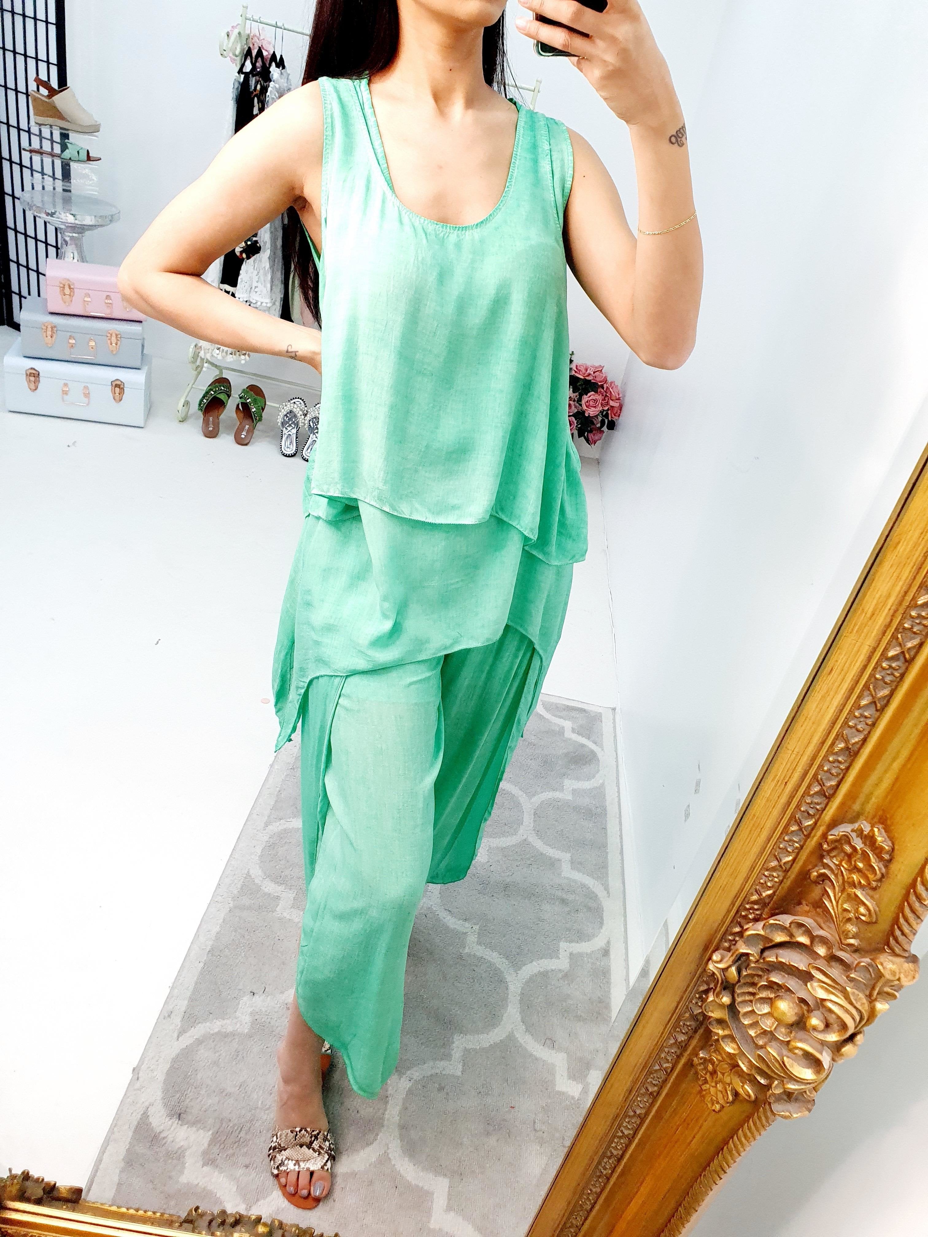 Nayeli Double Layer Top Split Leg Hareem Set