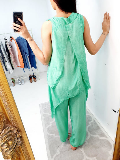 Nayeli Double Layer Top Split Leg Hareem Set