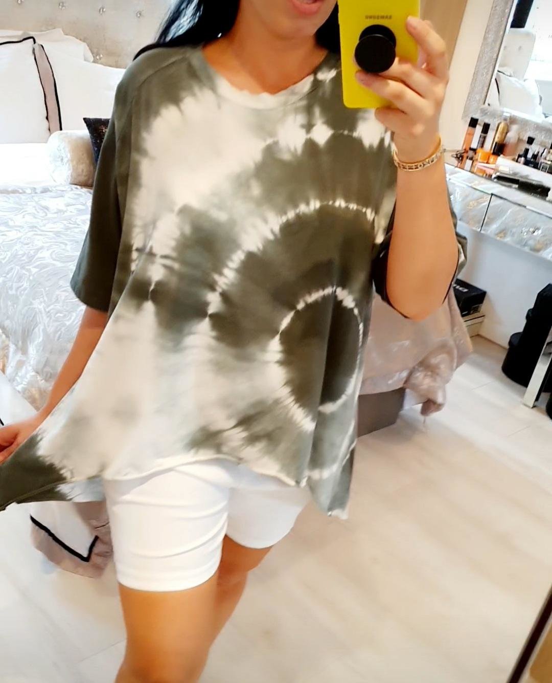 Olivine Tie Dye Dipped Hem T-shirt