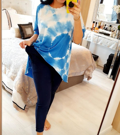 Olivine Tie Dye Dipped Hem T-shirt