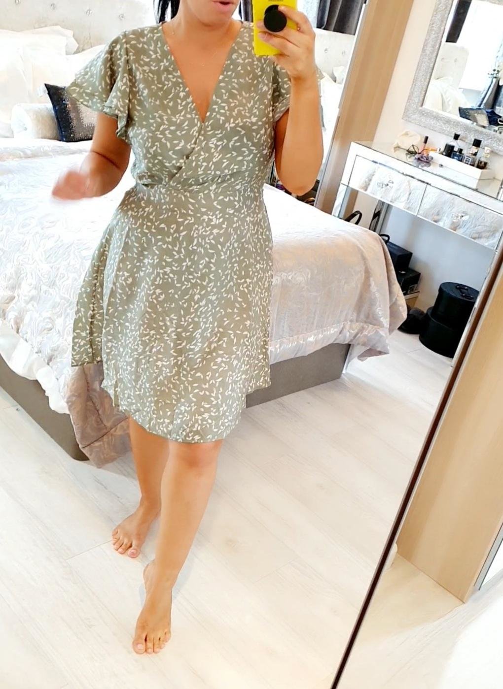 Neha Mint Floral Print Wrap Swing Dress