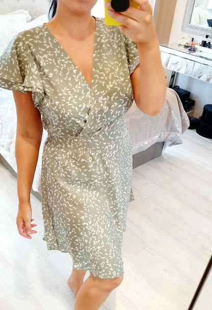 Neha Mint Floral Print Wrap Swing Dress