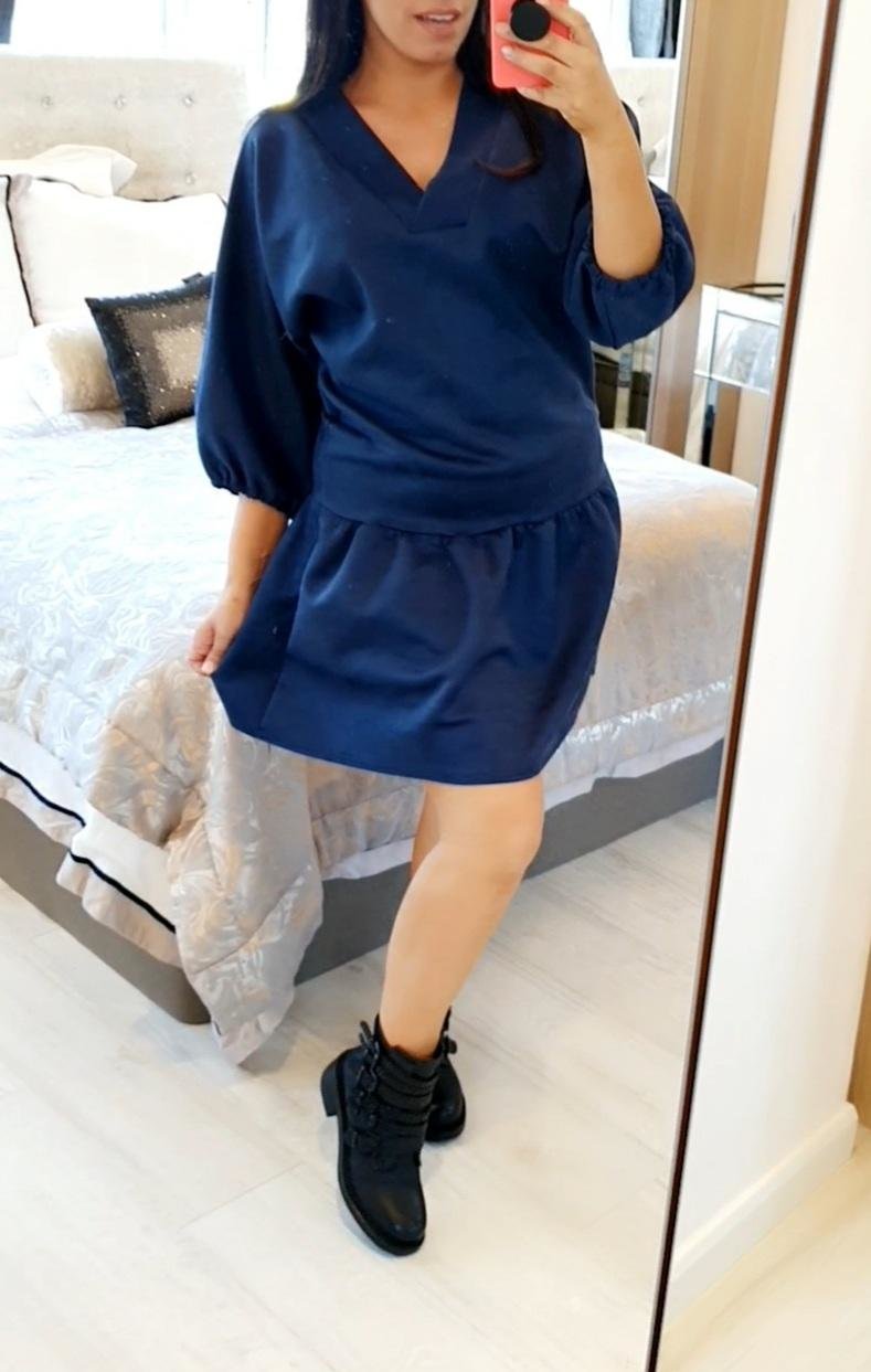 Lizban Oversized Faux Suede Smock Dress