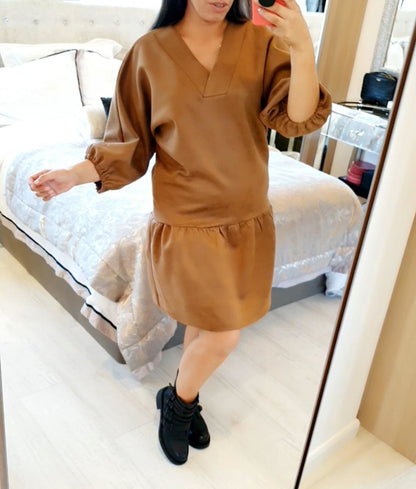 Lizban Oversized Faux Suede Smock Dress