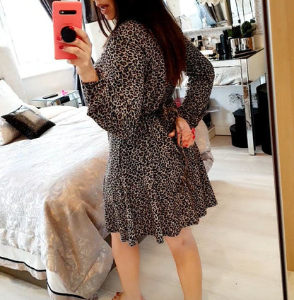 Sadia Leopard Print Tie Waist Dress