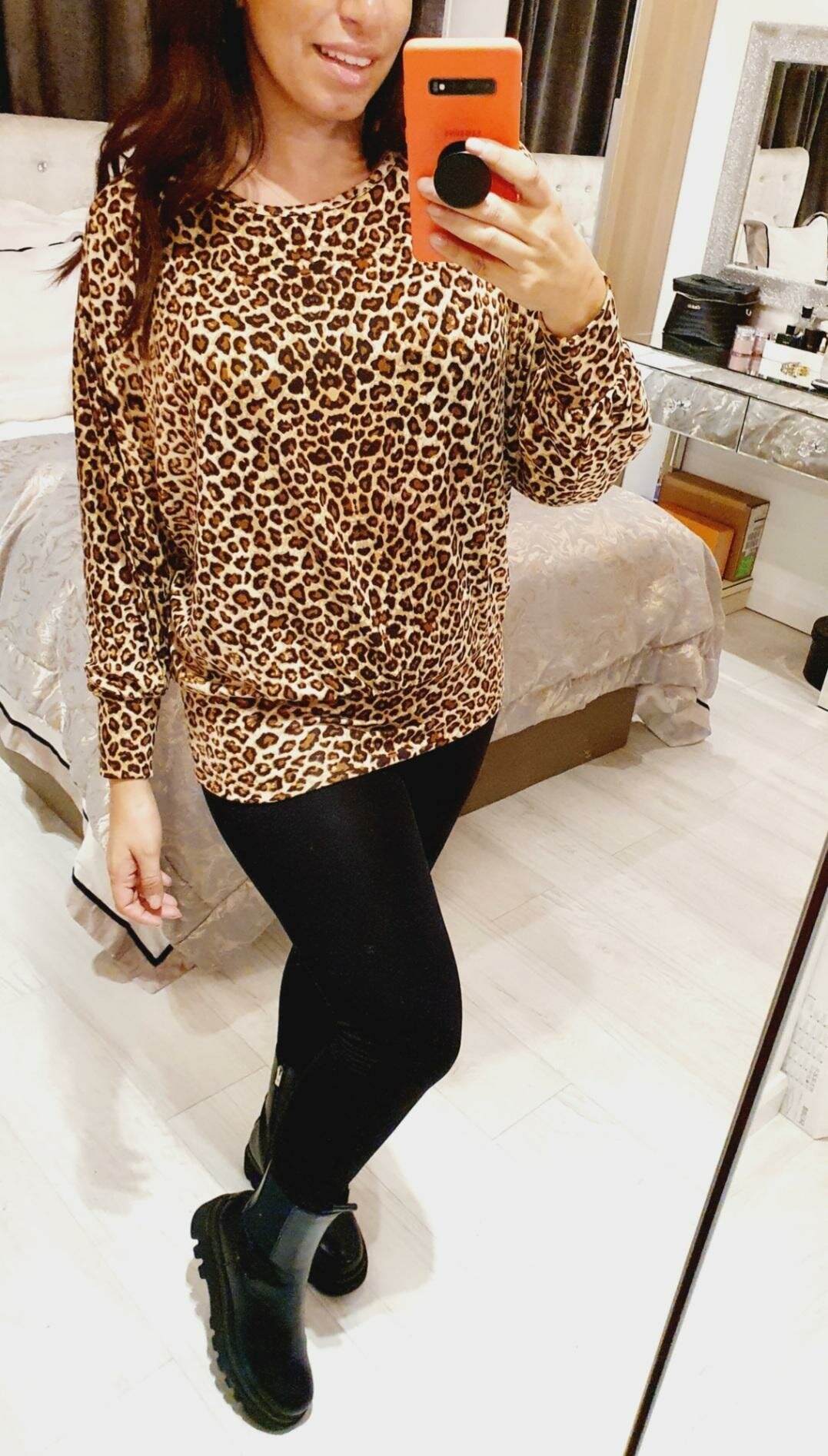 Daisy Cheetah Print Super Soft Batwing Top