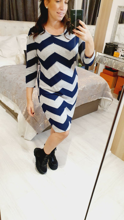 Gretchen Super Soft Zig Zag Printed Knitted Dress