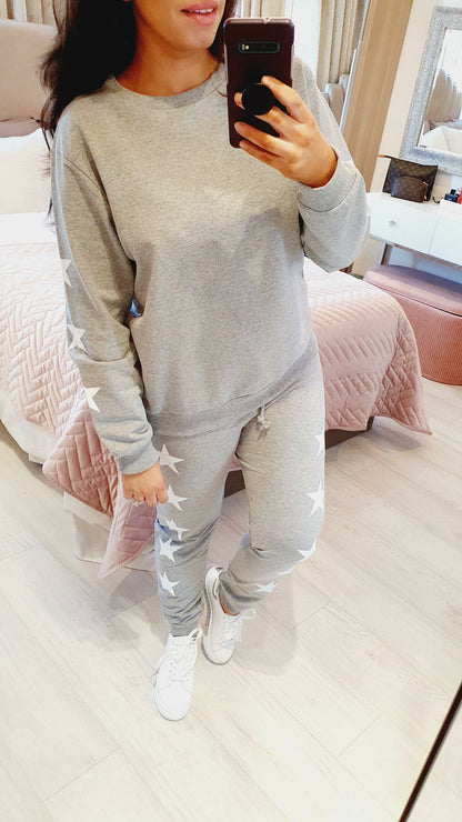 Palmera White Star Detailed Soft Loungewear Set