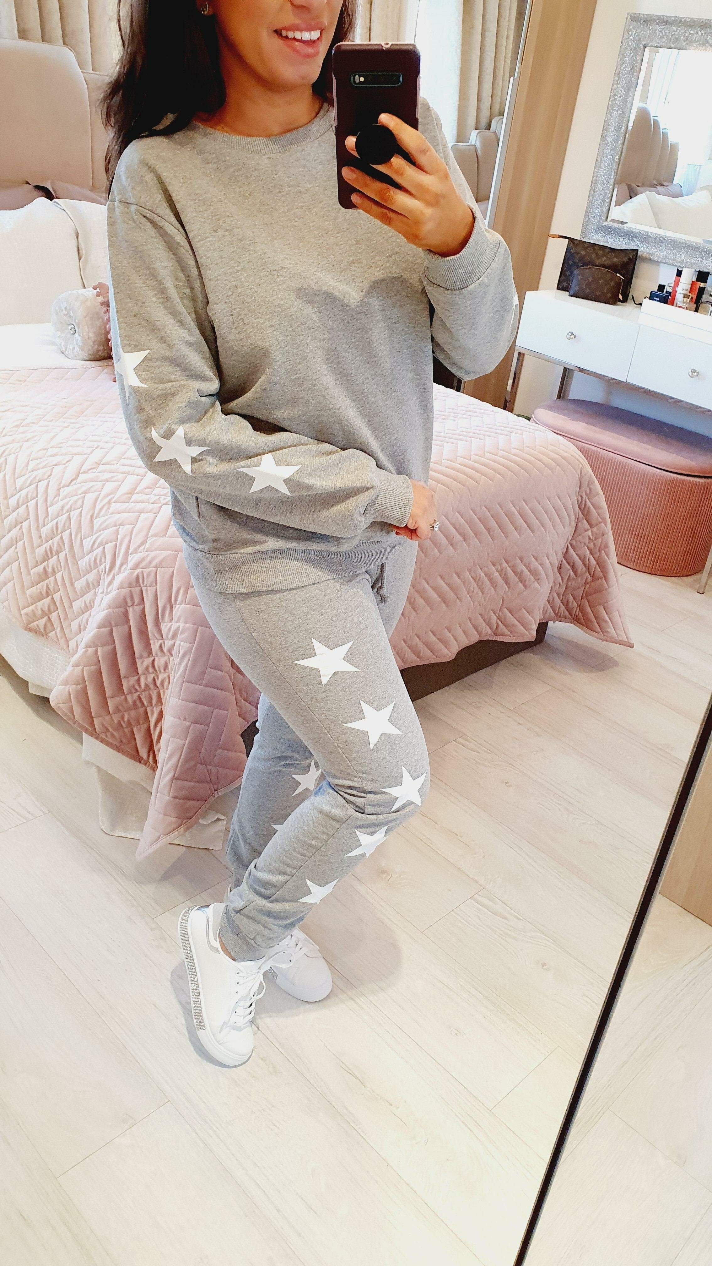 Palmera White Star Detailed Soft Loungewear Set