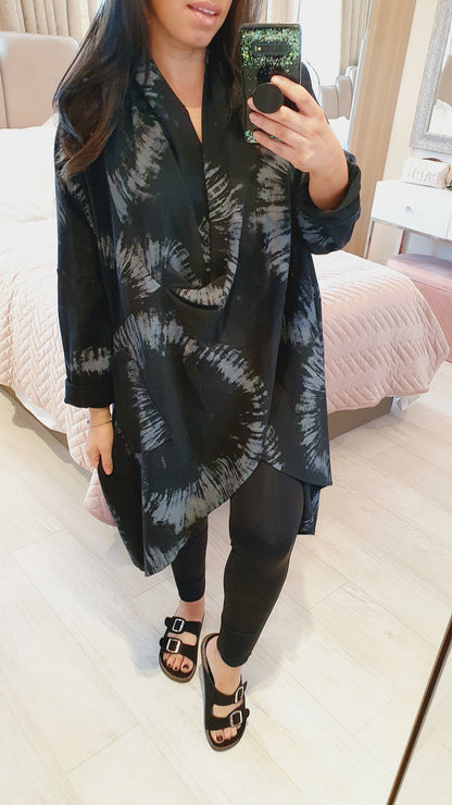 Tylah Marble Printed Wrap Oversized Sweatshirt Jumper