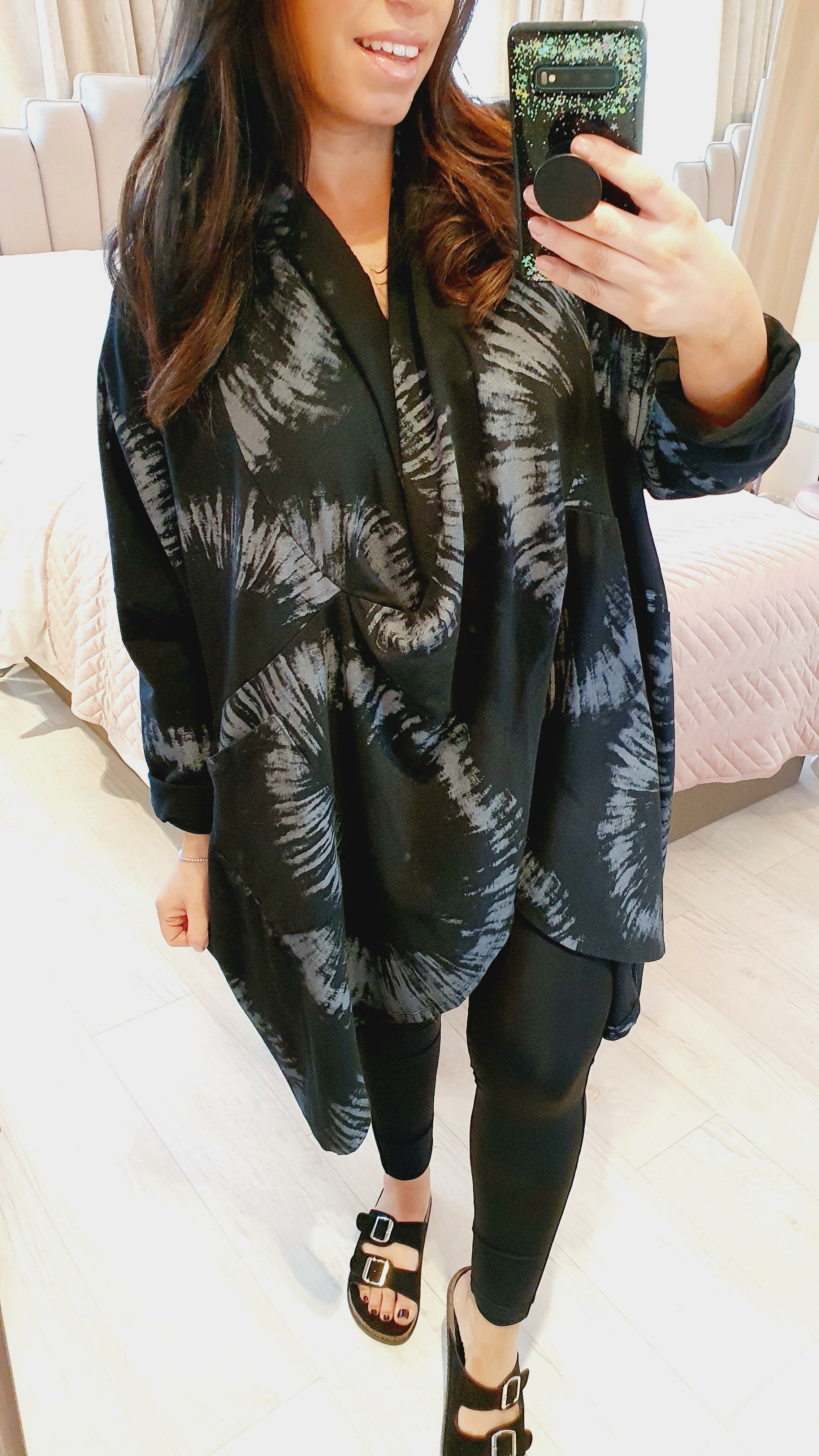 Tylah Marble Printed Wrap Oversized Sweatshirt Jumper