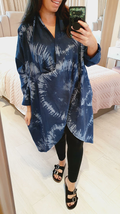 Tylah Marble Printed Wrap Oversized Sweatshirt Jumper