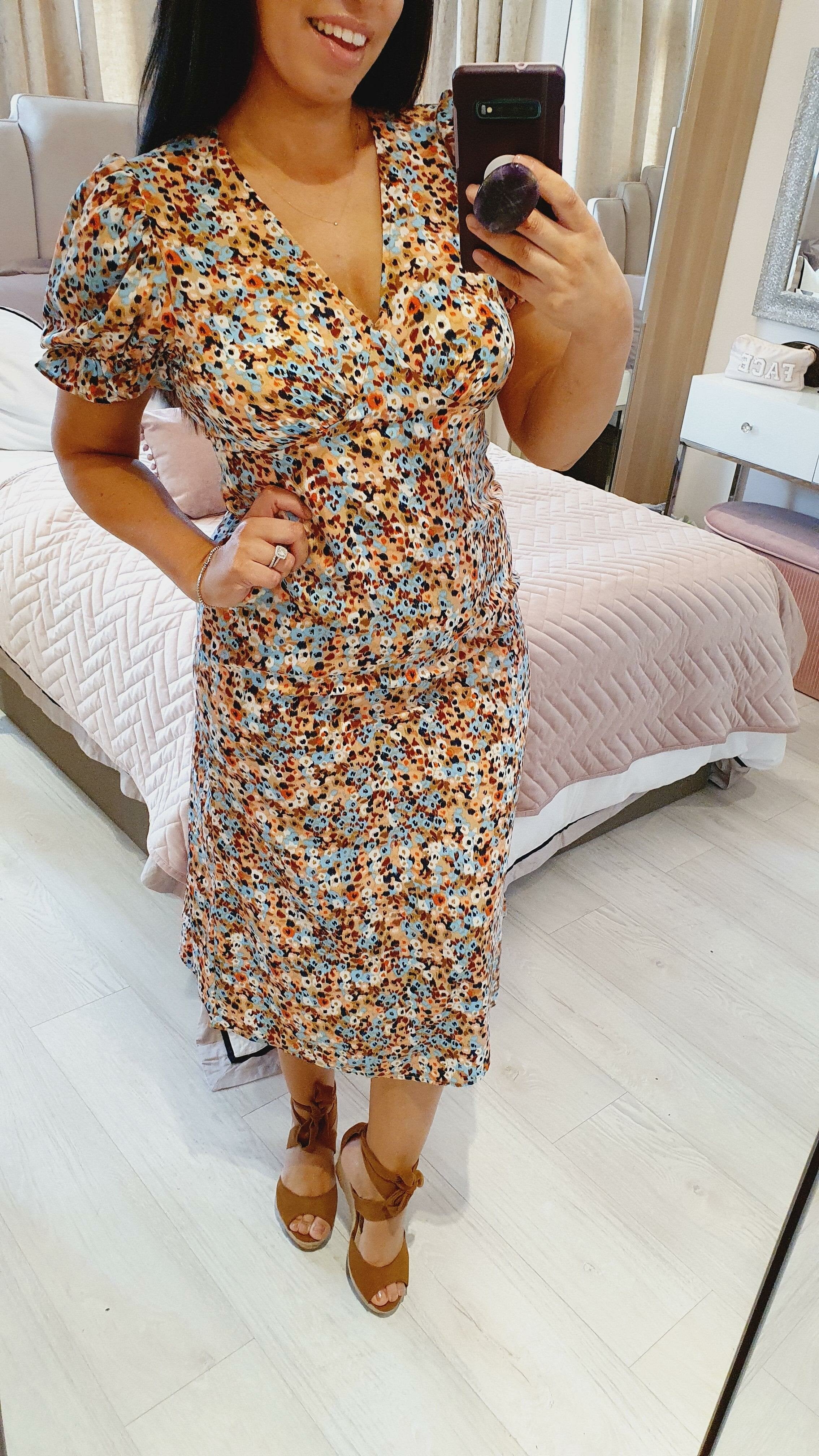 Parrell Puff Sleeve Multi Swing Dress