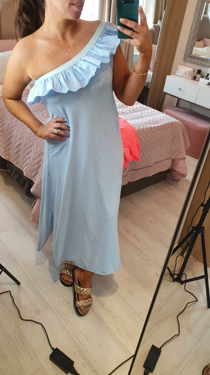 Baron One Shoulder Frill Loose Fit Summer Dress